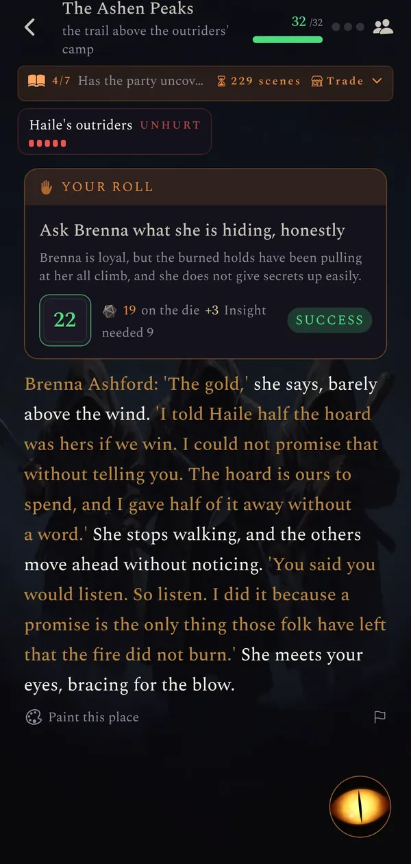 A roll card and the story answering.
