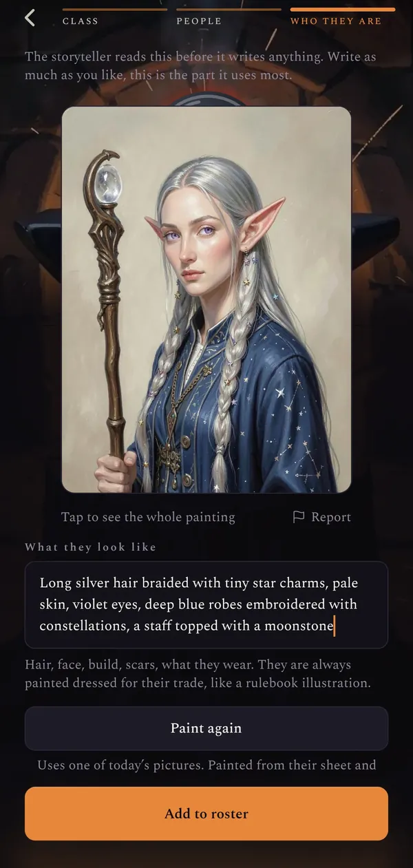 Making a hero, with the portrait painted from the words.