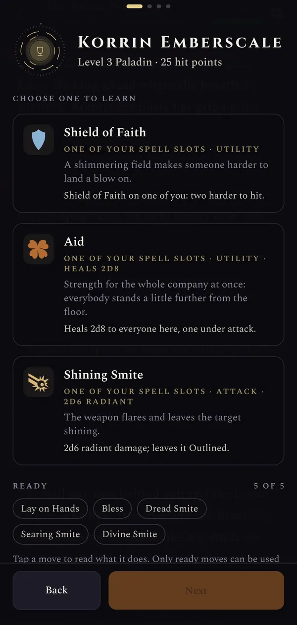 Choosing a new move at level 3.